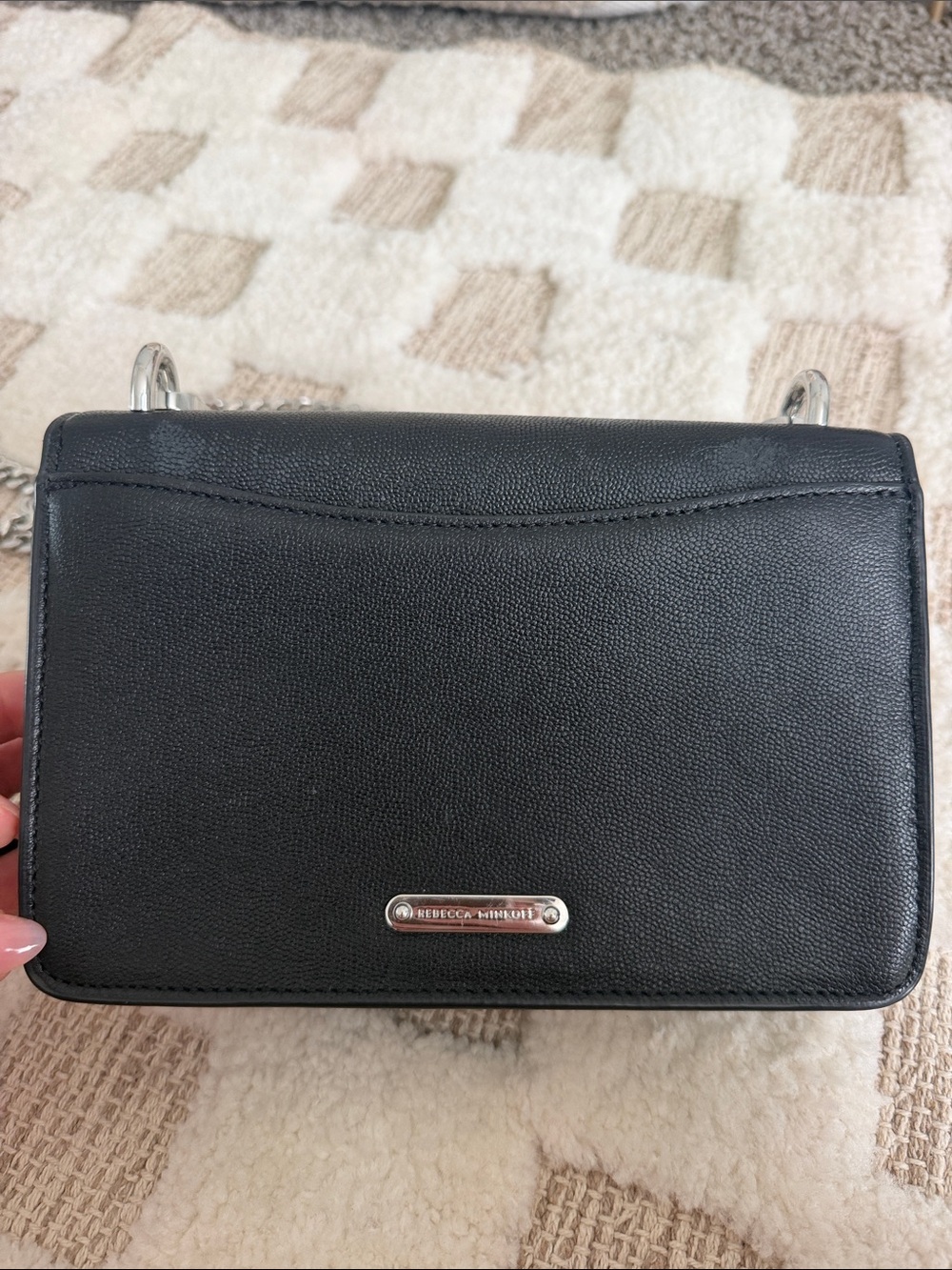 Rebecca Minkoff Black Leather Ring-Accent Chain Crossbody Bag - Picture 5 of 9